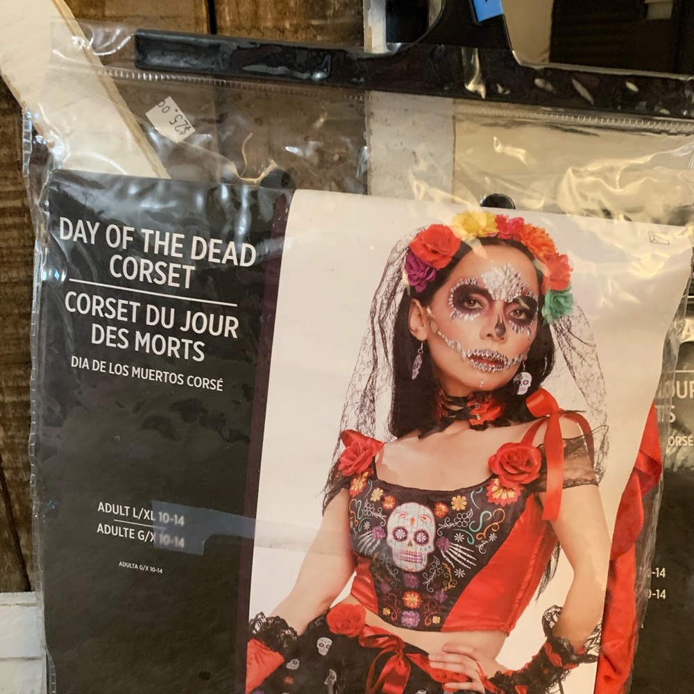 Women’s Day of the Dead Corset Halloween Costume, size XL/10-14